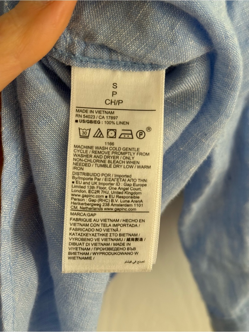 GAP 100% linen oversized shirt in blue (S) - Picture 3 of 8